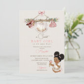Baby Clothes Girl Baby Dusche Elfenbeinrosa Einladung (Stehend Vorderseite)