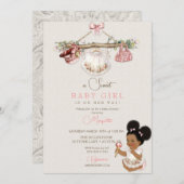 Baby Clothes Girl Baby Dusche Elfenbeinrosa Einladung (Vorne/Hinten)