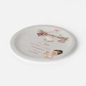 Baby Clothes Girl Baby Dusche Elfenbeinrosa Pappteller (Schrägansicht)