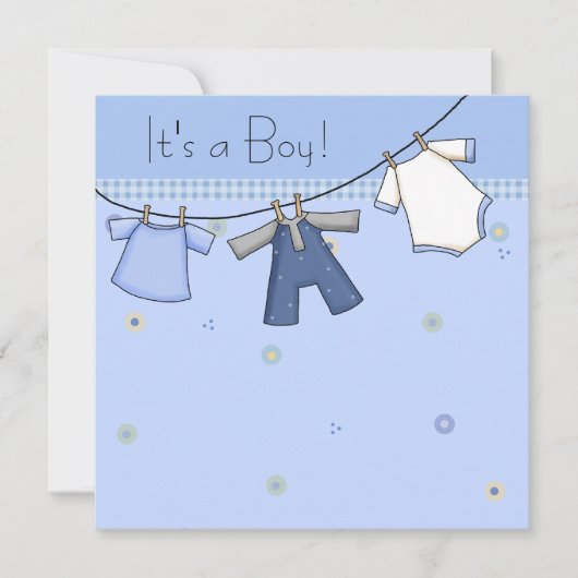 Baby Clothesline Baby Boy Clothesline Babydusche Einladung (Vorderseite)