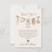 Baby Clothesline Baby Shower Striped Dankeskarte (Vorderseite)
