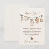 Baby Clothesline Baby Shower Striped Dankeskarte (Vorne/Hinten)