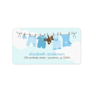Baby Clothesline {blau} Adressaufkleber