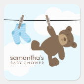 Baby Clothesline {blau} Quadratischer Aufkleber (Vorderseite)