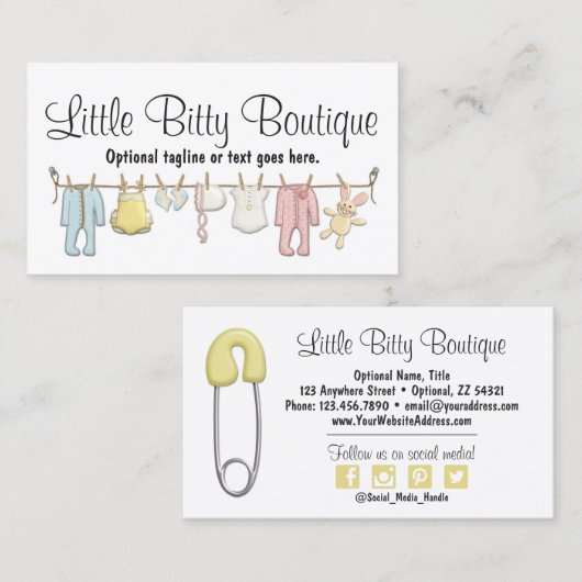 Baby Clothesline Boutique Social Media Visitenkarte (Vorne/Hinten)