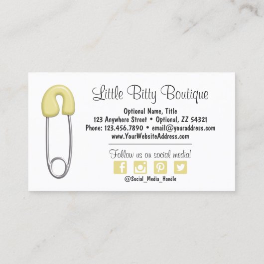 Baby Clothesline Boutique Social Media Visitenkarte (Rückseite)