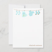 Baby Clothesline Custom Flat Danke Notizen Einladung (Vorderseite)