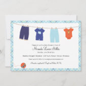 Baby Clothesline Einladung - Junge (Vorderseite)