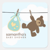 Baby Clothesline {green} Quadratischer Aufkleber (Vorderseite)