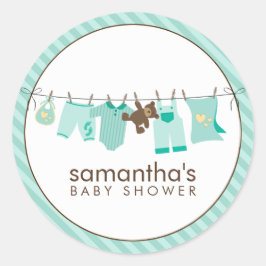 Baby Clothesline {green} Runder Aufkleber
