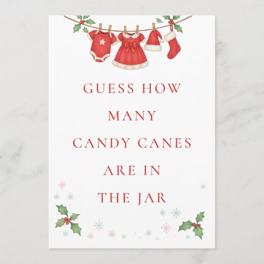 Baby Clothesline Guess How Many Shower Game sign Einladung (Vorderseite)