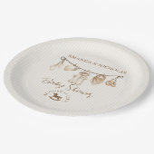 Baby Clothesline Neutral Baby Shower Striped Pappteller (Schrägansicht)