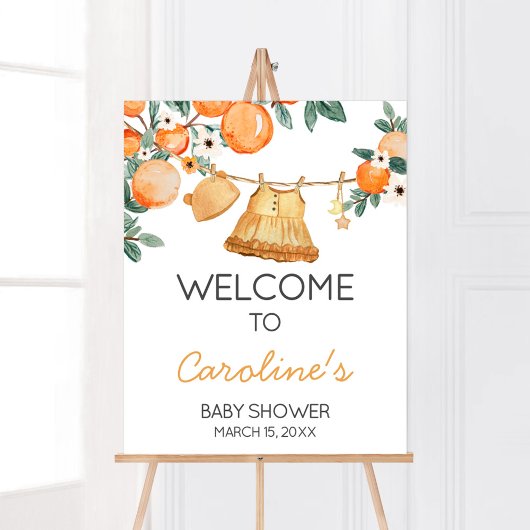 Baby Clothesline Orange Fruit Baby Dusche Willkomm Poster