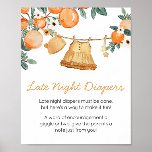 Baby Clothesline Orange Fruit Spate Night Diapers Poster (Vorne)