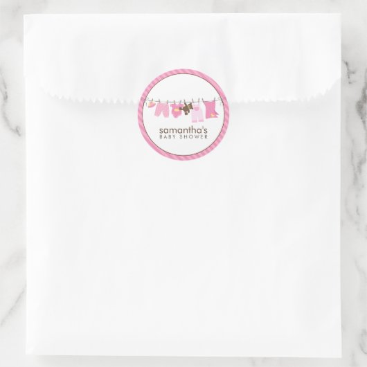 Baby Clothesline {pink} Runder Aufkleber (Tasche)