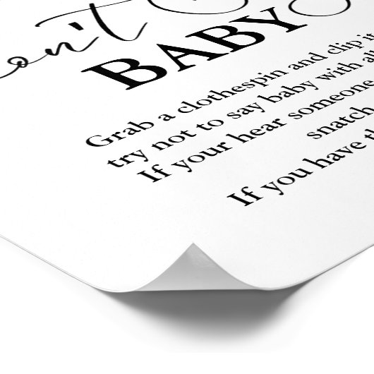 Baby Clothesline sagt kein Babyzeichen Poster (Ecke)