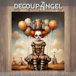 Baby Clown in Circus - Decoupage - Seidenpapier
