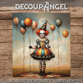 Baby Clown mit Balloons - Decoupage - Seidenpapier