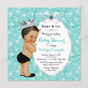 Baby & Co Black Aquamarin Blue Ethnic Boy Baby Dus Einladung