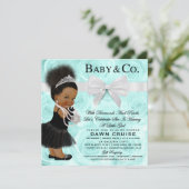 Baby & Co Dusche Einladung dunkel/Bun Puff Ethnisc (Stehend Vorderseite)