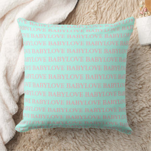 BABY & CO Liebe Baby Mint Blue & Pink Kinderzimmer Kissen