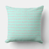 BABY & CO Liebe Baby Mint Blue & Pink Kinderzimmer Kissen (Vorderseite)