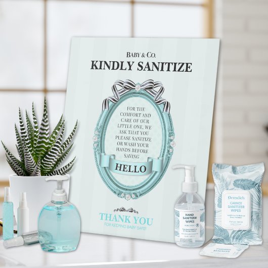 Baby & Co Sanitize Station Table Sign Sockelschild