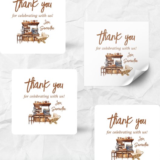 Baby Coffee Baby Dusche Quadratischer Aufkleber