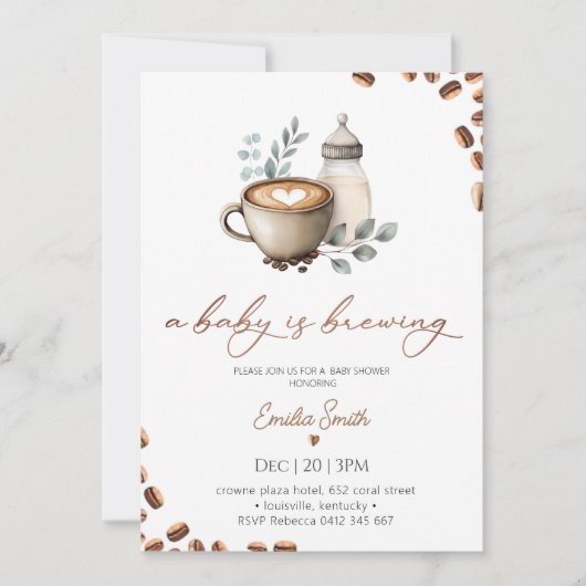 Baby Coffee Bean gender neutral Baby Shower  Einladung (Vorderseite)