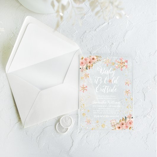 Baby Cold Outdoor Pink Winter Girl Babydusche Acryleinladungen