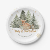 Baby Cold Outdoor Rustic Deer Winter Baby Dusche Pappteller (Vorderseite)