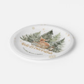 Baby Cold Outdoor Rustic Deer Winter Baby Dusche Pappteller (Schrägansicht)