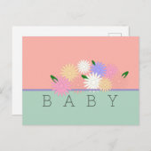 Baby Colorful Daisies on Soft Peach & Jungle Mist Postkarte (Vorne/Hinten)
