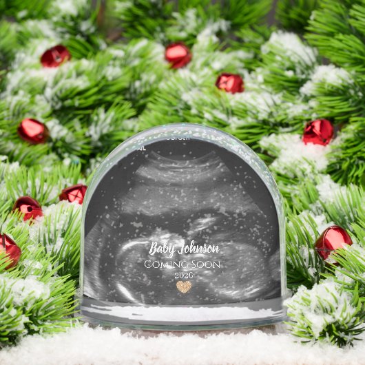 Baby Coming Bald Sonogram Gold-Herz Schneekugeln (Weihnachten)