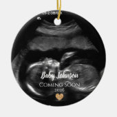 Baby Coming Bald Ultrasound Gold Herz Keramik Ornament (Vorne)