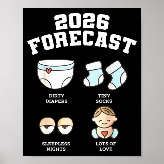 Baby Coming Soon 2026 Forecast Baby Shower Funny N Poster (Vorne)