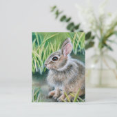 Baby Cottontail Kaninchen Wasserfarben Kunst Postkarte (Stehend Vorderseite)