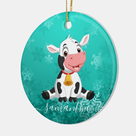 Baby Cow Blue Keramik Ornament (Links)