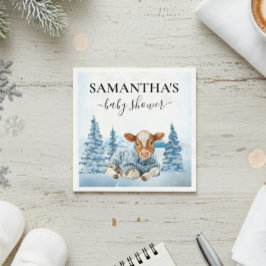 Baby Cow Calf Christmas Winter Farm Serviette