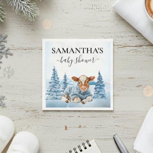 Baby Cow Calf Christmas Winter Farm Serviette