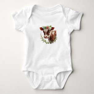 Baby Cow Calf mit Blume auf Kopf Strampler