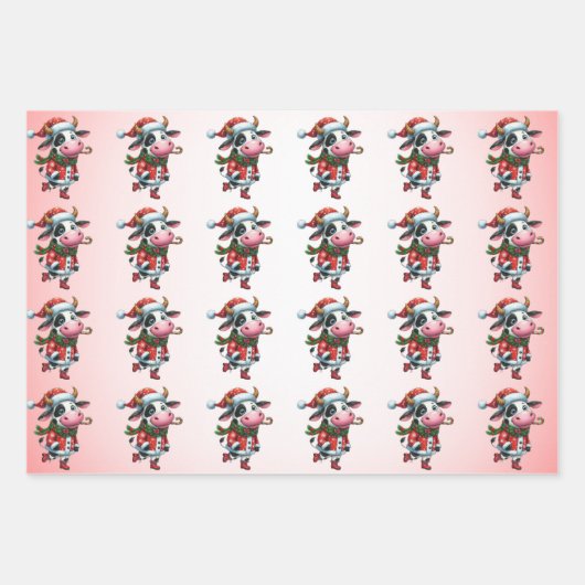 Baby Cow (Calf) Weihnachtskids Geschenkpapier Set (Vorderseite 2)