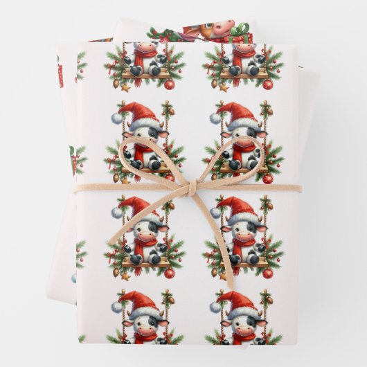 Baby Cow (Calf) Weihnachtskids Geschenkpapier Set (Beispiel)