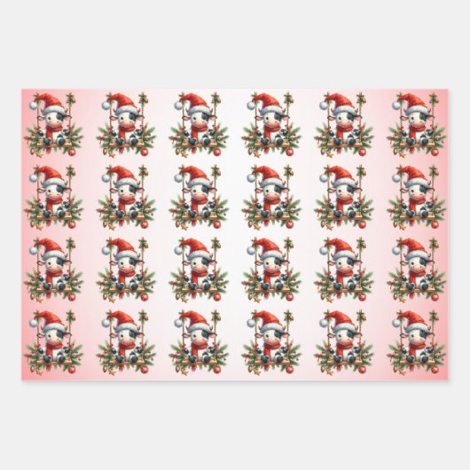 Baby Cow (Calf) Weihnachtskids Geschenkpapier Set (Vorderseite)