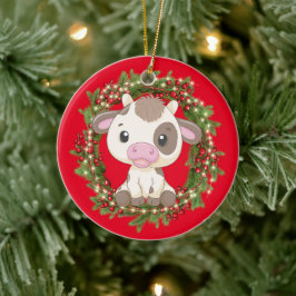 Baby Cow Frohe Weihnachts Red Keramik Ornament