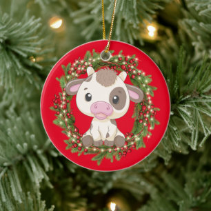 Baby Cow Frohe Weihnachts Red Keramik Ornament