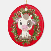 Baby Cow Frohe Weihnachts Red Keramik Ornament (Links)