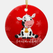 Baby Cow Red Christmas Ornament (Vorne)