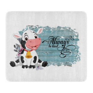 Baby Cow Rustic Blue Wooden Cutting Board Schneidebrett