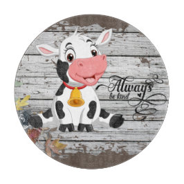 Baby Cow Rustic Brown Grewn Wooden Cutting Board Schneidebrett